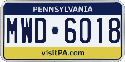 PA license plate MWD6018
