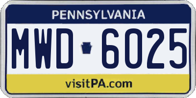 PA license plate MWD6025