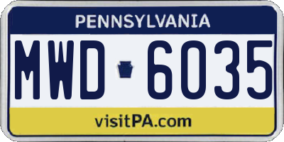 PA license plate MWD6035