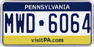 PA license plate MWD6064