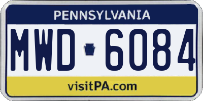 PA license plate MWD6084