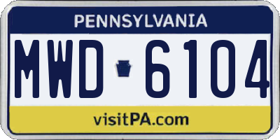 PA license plate MWD6104