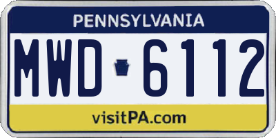 PA license plate MWD6112