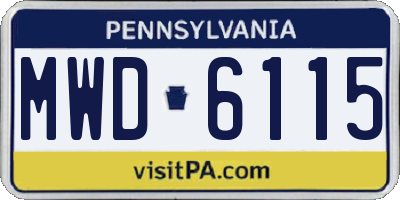 PA license plate MWD6115