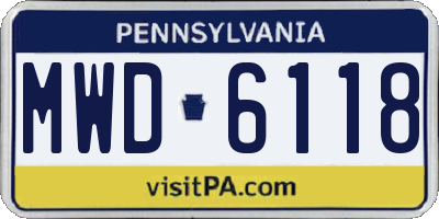 PA license plate MWD6118