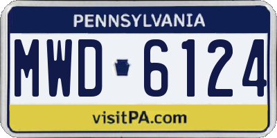 PA license plate MWD6124