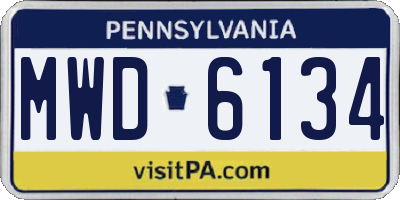 PA license plate MWD6134
