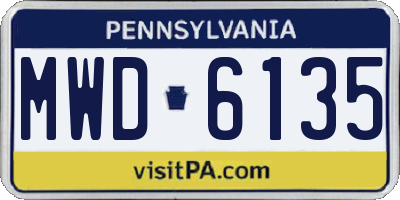 PA license plate MWD6135