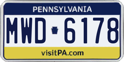 PA license plate MWD6178