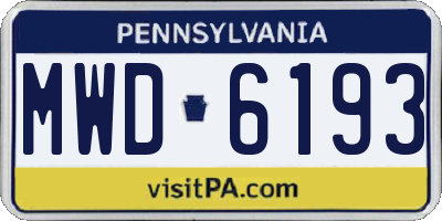 PA license plate MWD6193