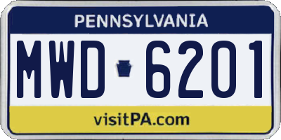 PA license plate MWD6201