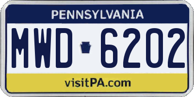 PA license plate MWD6202