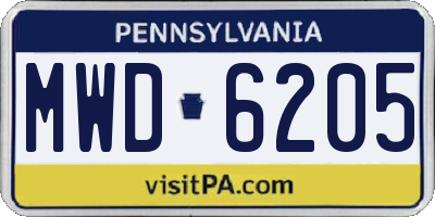 PA license plate MWD6205