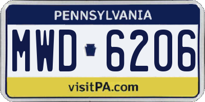 PA license plate MWD6206