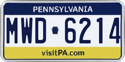 PA license plate MWD6214