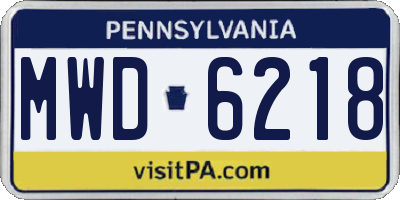 PA license plate MWD6218