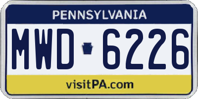 PA license plate MWD6226