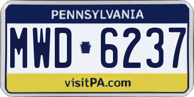 PA license plate MWD6237