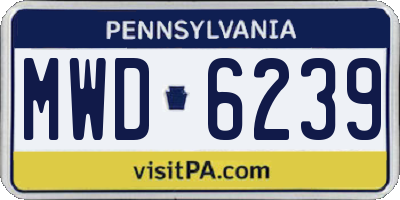 PA license plate MWD6239