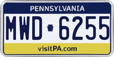 PA license plate MWD6255