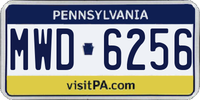 PA license plate MWD6256