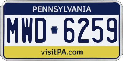 PA license plate MWD6259