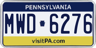 PA license plate MWD6276