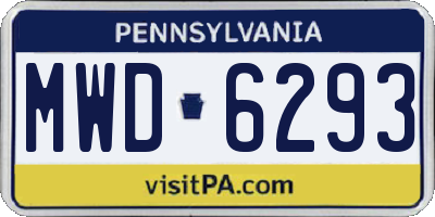 PA license plate MWD6293