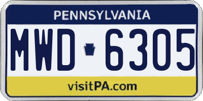 PA license plate MWD6305