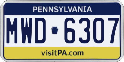 PA license plate MWD6307