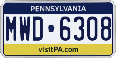 PA license plate MWD6308