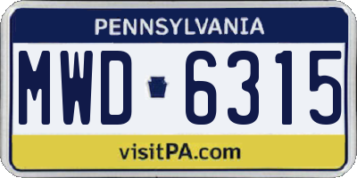 PA license plate MWD6315