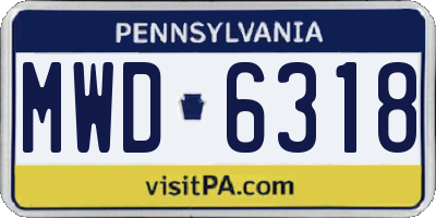 PA license plate MWD6318
