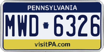 PA license plate MWD6326