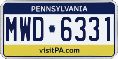 PA license plate MWD6331
