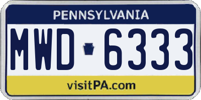 PA license plate MWD6333