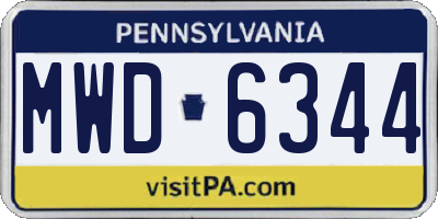PA license plate MWD6344