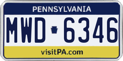 PA license plate MWD6346
