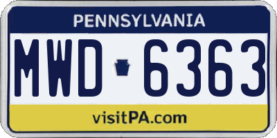 PA license plate MWD6363