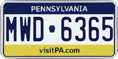 PA license plate MWD6365