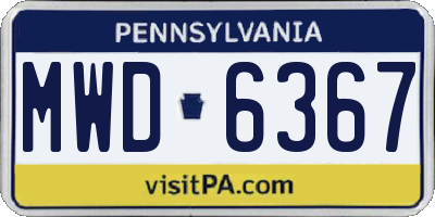 PA license plate MWD6367