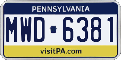 PA license plate MWD6381