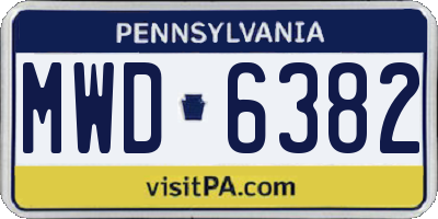 PA license plate MWD6382