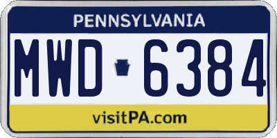 PA license plate MWD6384