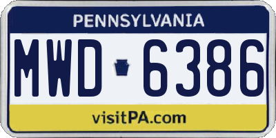 PA license plate MWD6386