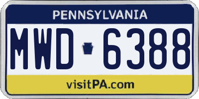 PA license plate MWD6388