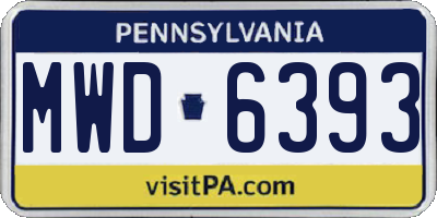 PA license plate MWD6393