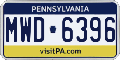 PA license plate MWD6396