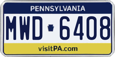 PA license plate MWD6408