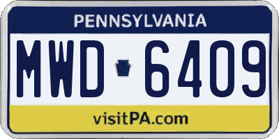 PA license plate MWD6409